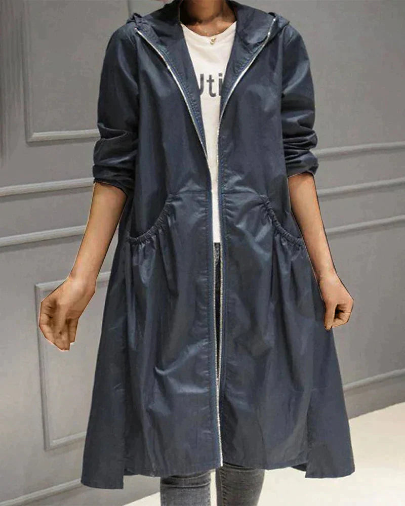 Klarissa | Manteau de pluie long avec capuche pour femme
