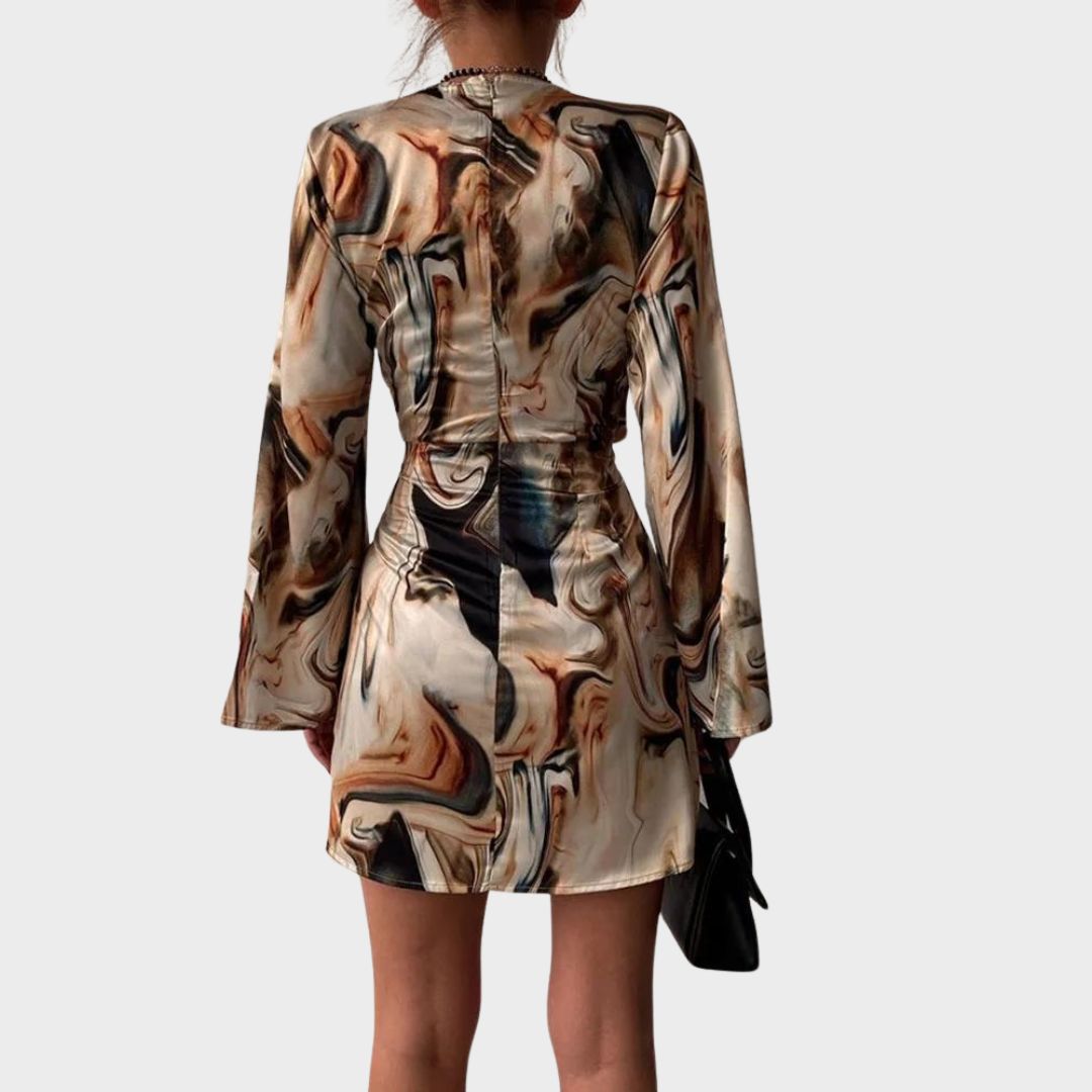 Spencer | Robe portefeuille à imprimé marbré abstrait pour femme