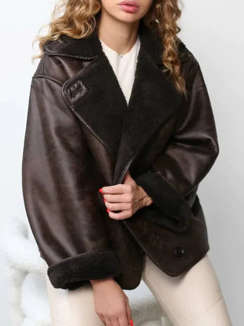 Fransesca | Veste en simili cuir vintage pour femmes