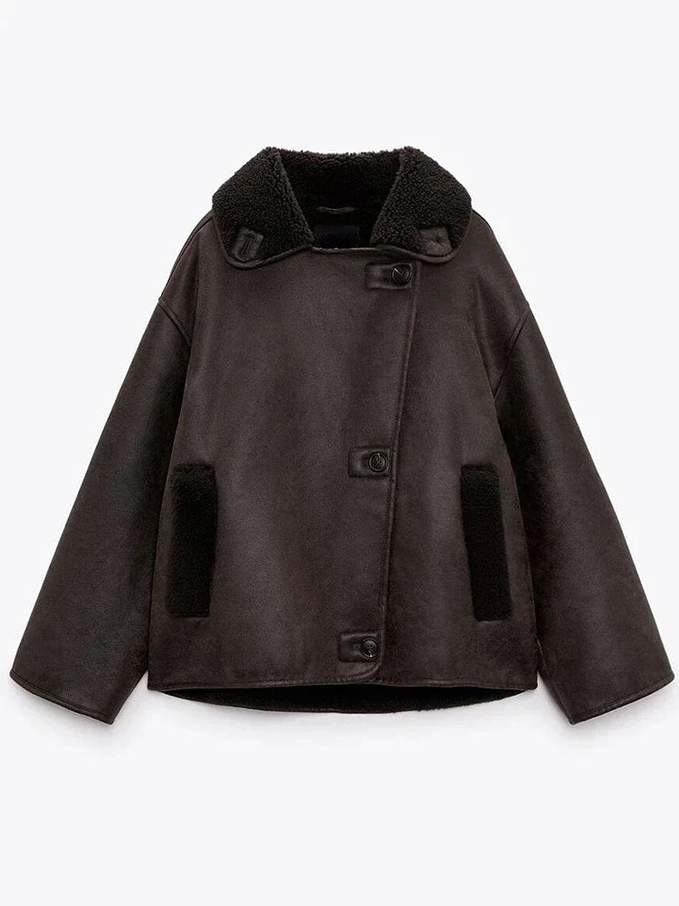 Fransesca | Veste en simili cuir vintage pour femmes