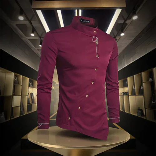Marvin | Chemise Rétro à Col Montant et Manches Longues pour Homme
