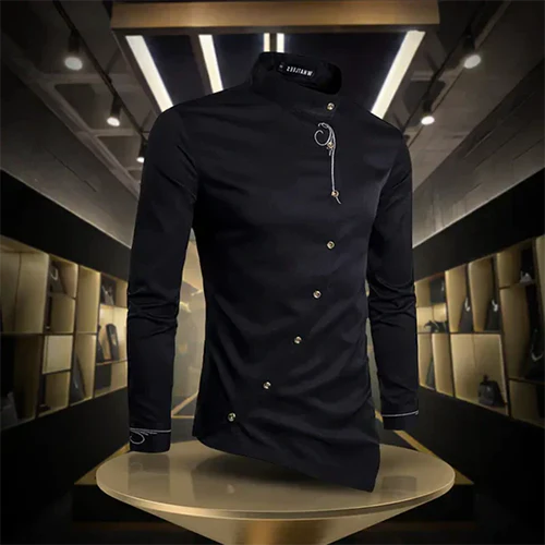 Marvin | Chemise Rétro à Col Montant et Manches Longues pour Homme
