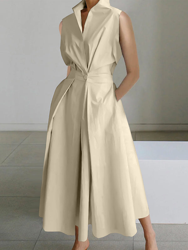 Eleanor | Robe blanche à col chemise en coton urbain