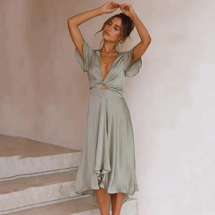 Eliza | Robe midi vintage avec ruban pour l&