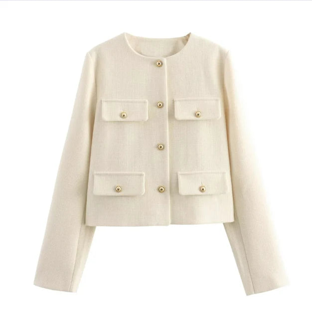 Florine | Veste vintage boutonnée à manches longues pour femme