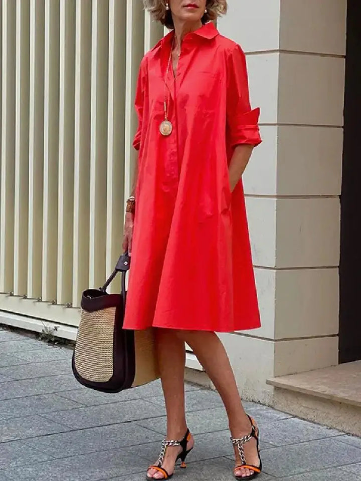 Abrielle | Robe Chemise Décontractée avec Élégance Naturelle pour Femme